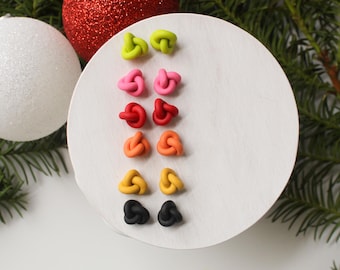 Clay Knot Stud Earrings | Colorful Handmade Studs | Polymer Clay | Cute Earrings | Hypoallergenic Jewelry | Minimalist Studs