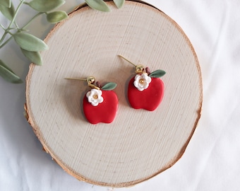 Teacher Appreciation Dangle Earrings | Colorful Handmade Earrings | Polymer Clay | Apple Earrings | Hypoallergenic Jewelry | Back to School