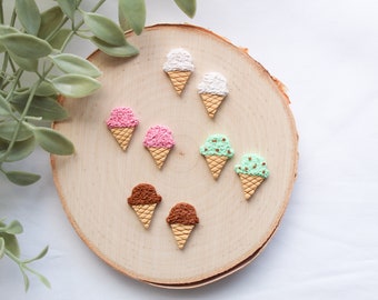 Ice Cream Stud Earrings | Colorful Handmade Studs | Polymer Clay | Cute Summer Earrings | Hypoallergenic Jewelry | Ice Cream Cones