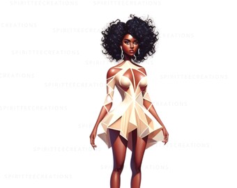 Black Woman ClipArt, Fashion ClipArt, Fashion illustration, Afro girls clipart, Digital Planner Stickers, Black Girl Clipart