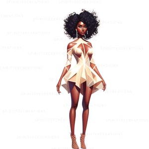 Black Woman ClipArt, Fashion ClipArt, Fashion illustration, Afro girls clipart, Digital Planner Stickers, Black Girl Clipart