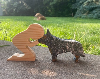 Human & Dog - Blue Red Heeler, Australian Cattle Dog, Queensland, Mixed Breed Companion Figure Free customization free personalization
