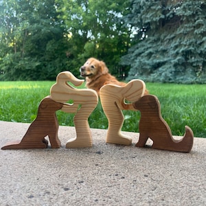 Human & Golden Retriever Labrador Doodle Mixed Breed Mutt - Companion Figure . Free customization, free personalization