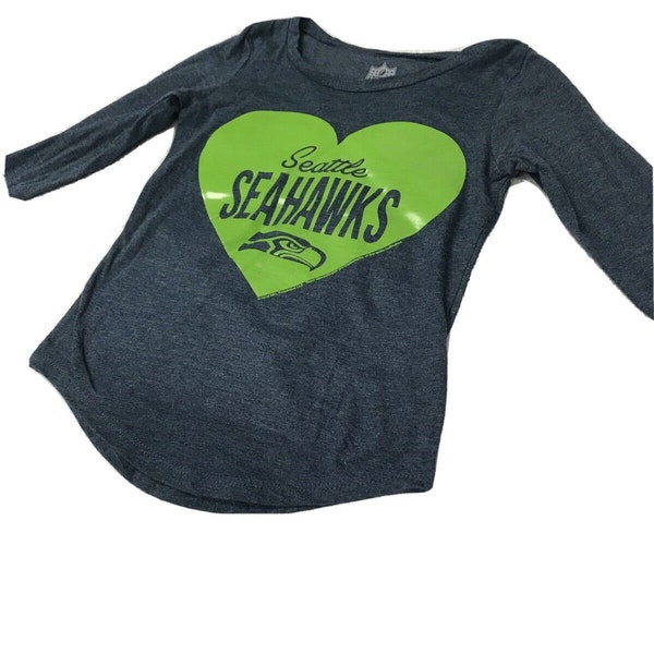 Junior Girls NFL Seattle Seahawks Long Sleeve Ls Gray Blue Shirt XLarge Xl