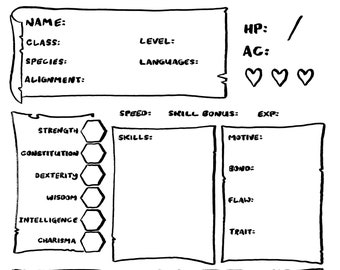 Hoja de personaje de RPG imprimible