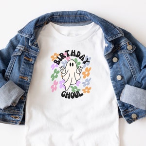Birthday Ghoul Tee, Girls Birthday Halloween Tee, Kids Retro Ghost Tee, Disco Ghost Birthday Tee
