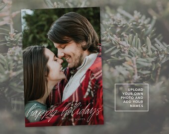 Happy Holidays Photo Christmas Card for Couples | 5x7" Digital Download