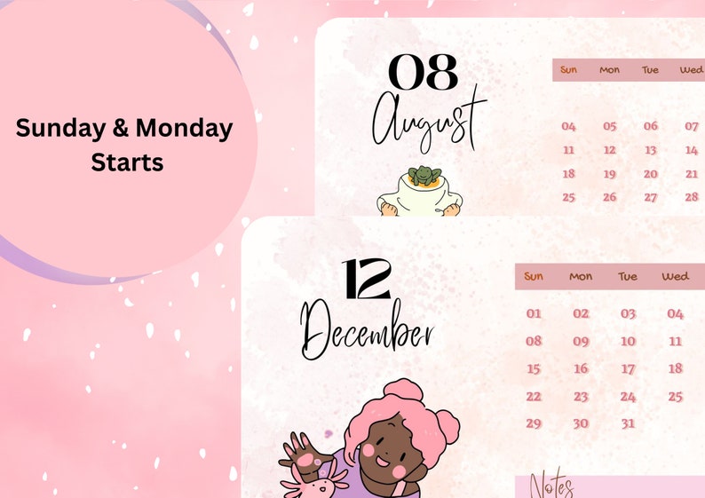 2024 Printable Calendar, Pdf Templates, Instant Download, Printable