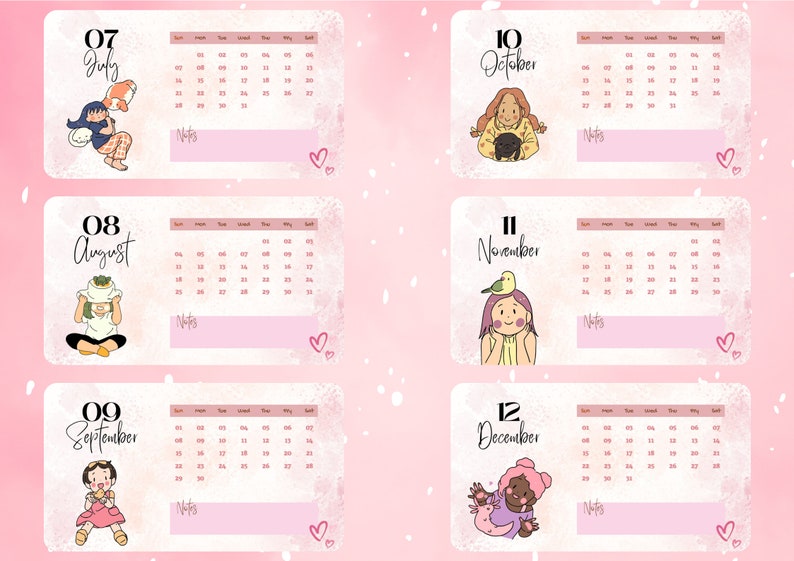 2024 Printable Calendar, Pdf Templates, Instant Download, Printable