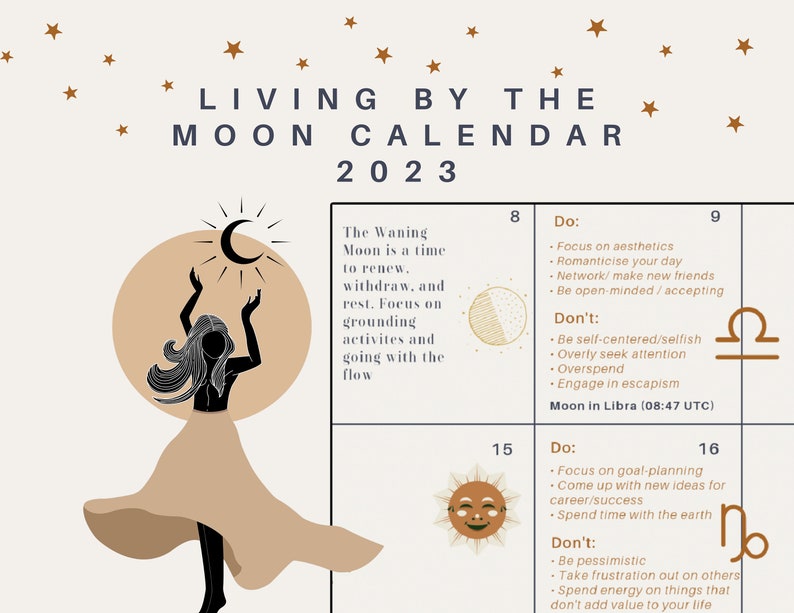2023 Moon Sign Zodiac Calendar Astrological Planner With Etsy