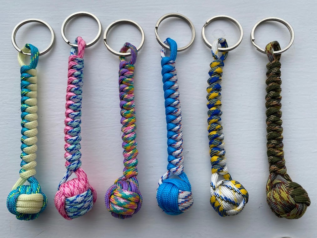 5 Dual Color Customizable Monkey Fist Keychain, Lightweight Keychains