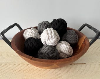 3 Pack Grey Scale Monkey Fist Knots: Nautical Coastal Decor