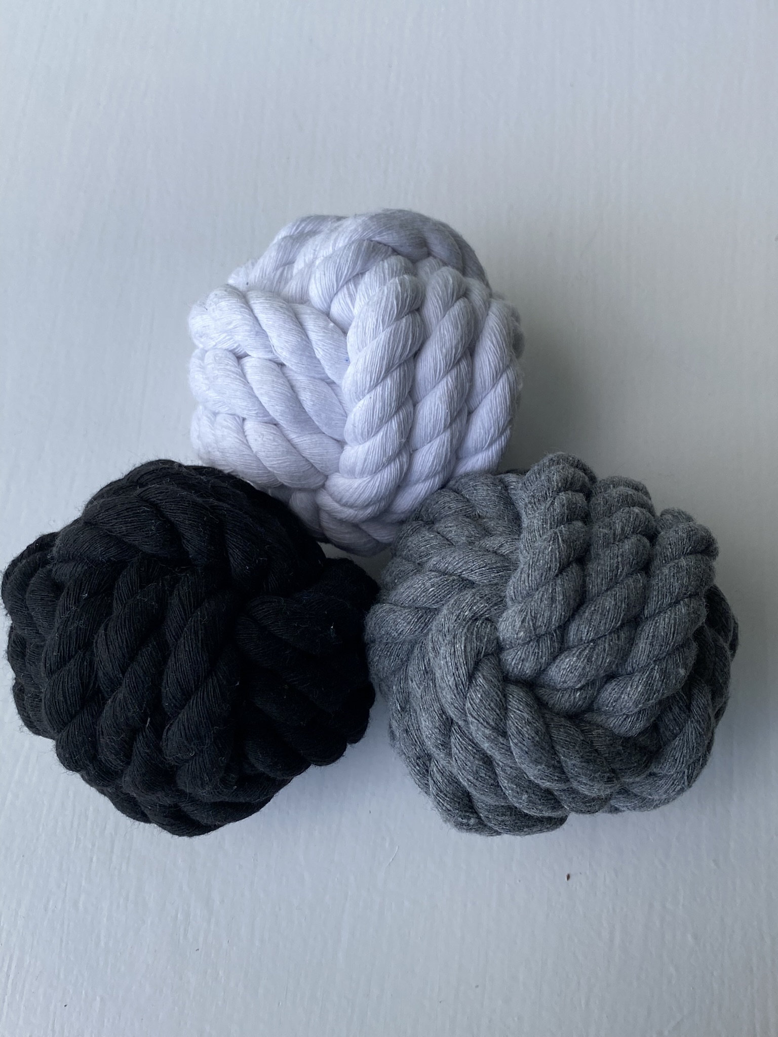 Monochromatic Pack 3 Monkey Fist Rope Décor, Nautical Beach Decor ...