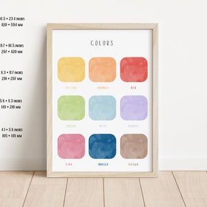 Cartel de colores / Cartel educativo / Cartel Montessori / Arte de pared para niños / Decoración del aula / Arte de pared de sala de juegos / Descarga digital imagen 5