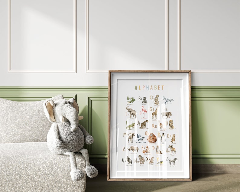 Alphabet Poster ABC Poster Animal Alphabet Educational Poster Classroom Decor Homeschool Decor Playroom Decor Digital Download image 3