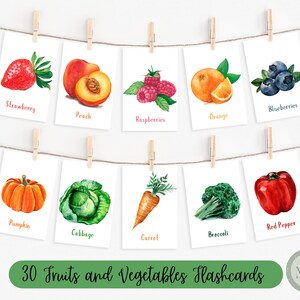 30 Flashcards sur les fruits et légumes | Flashcards sur les fruits | Flashcards de légumes | Cartes mémoire Montessori | Cartes mémoire pour tout-petits | Téléchargement numérique