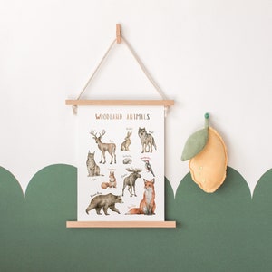 Cartel de animales del bosque / Cartel educativo / Cartel Montessori / Arte de la pared de la sala de juegos / Vivero del bosque / Descarga digital imagen 2