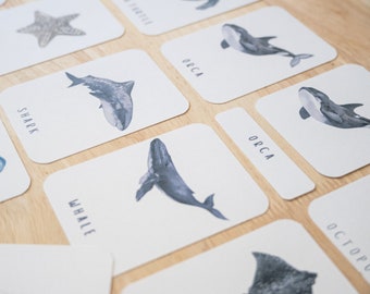 10 Montessori Sea Animals Flashcards for Kids | Educational Digital Download