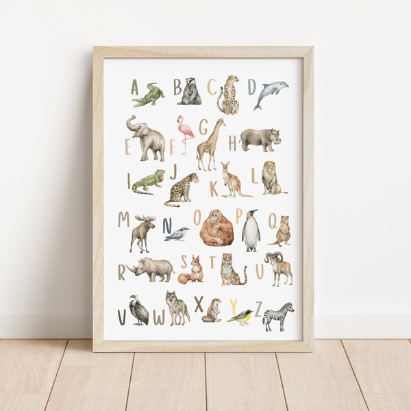 Alphabet Poster | ABC Poster | Animal Alphabet Poster | Educational Poster | Classroom Decor | Playroom Decor | Digital Download