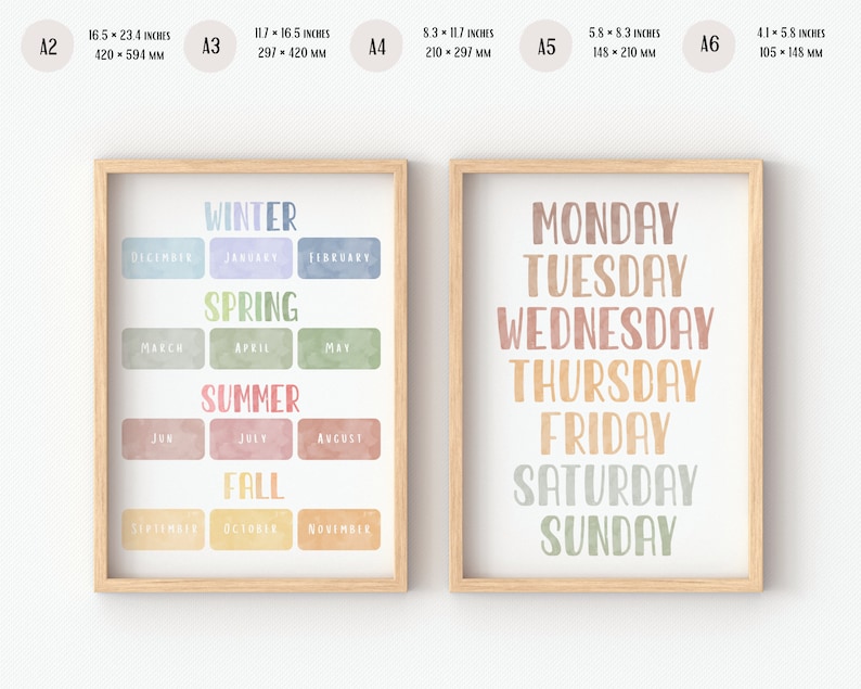 Set of 2 Educational Posters Montessori Posters Boho Etsy