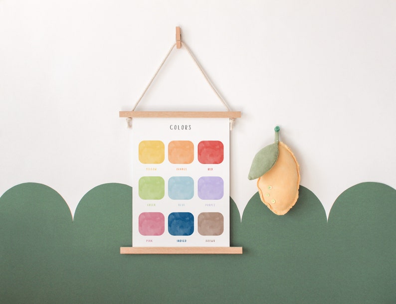 Cartel de colores / Cartel educativo / Cartel Montessori / Arte de pared para niños / Decoración del aula / Arte de pared de sala de juegos / Descarga digital imagen 2