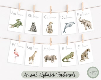 26 Animal Flash cards | Alphabet Flashcards | Toddler Flashcards | Montessori Flashcards | Preschool Supplies | Digital Download