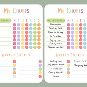 Kids Chore Chart Editable Kids Chore Chart Printable Chore Chart for Kids Responsibility Chart Digital Download image 3