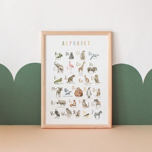 Cartel del alfabeto / Cartel ABC / Alfabeto animal / Cartel educativo / Decoración del aula / Decoración de la escuela en el hogar / Decoración de la sala de juegos / Descarga digital