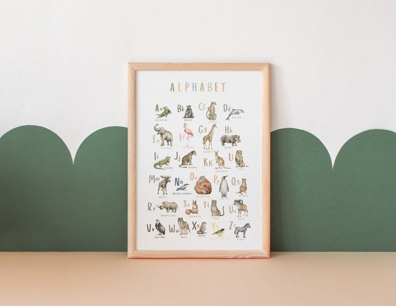 Alphabet Poster ABC Poster Animal Alphabet Educational Poster Classroom Decor Homeschool Decor Playroom Decor Digital Download image 1