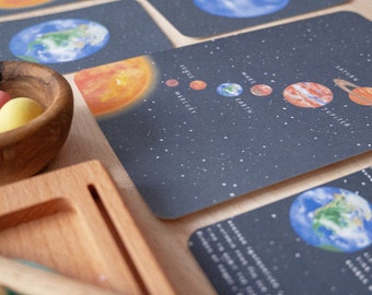 Tarjetas didácticas del Sistema Solar / Unidad de Estudio Espacial / Constelaciones / Planetas / Fases Lunares / Actividad Montessori / Descarga Digital