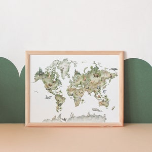 Kids World Map | Playroom wall art | Homeschool Decor | Classroom Decor | Educational Poster | World Map Wall Art Kids | Digital Download