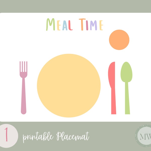 Printable Montessori Placemat | Educational Placemat | Kids Placemat | Toddler Placemat | Digital Download