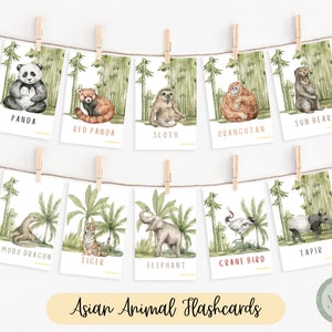 Printable Animal Flashcards | Asian Animal Flashcards | Kids Flashcards | Preschool Printable | Homeschool Printable | Montessori Printable