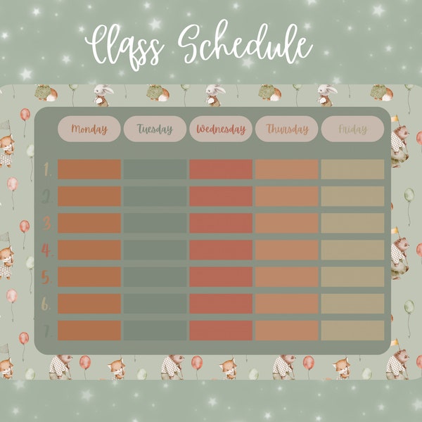 Printable Class Schedule | School Supply | Preschool Supply | Kid