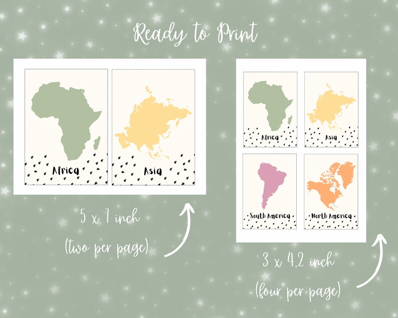 Printable Geography Flashcards Continent Flashcards Etsy