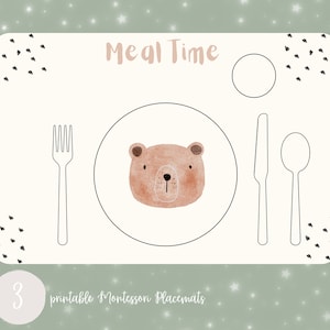 Three Printable Montessori Placemats | Educational Placemat | Kids Placemat | Toddler Placemat | Kids Kitchen Printable