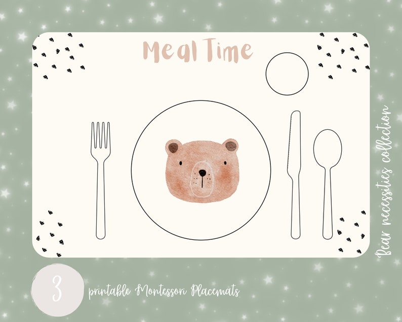 Three Printable Montessori Placemats Educational Placemat Etsy