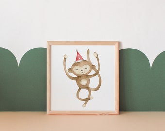 Boho Monkey Nursery Print | Boho Nursery Decor | Nursery Wall Art | Neutral Nursery Decor | Kids Wall Art | Digital Download
