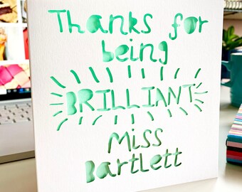 Personalised Brilliant Teacher Thank You Card