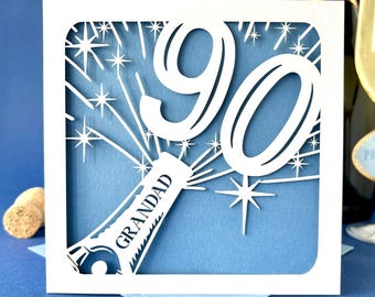 Champagne Bottle Personalised 90th Birthday Card