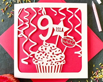 Cupcake Personalised 9th Birthday Card