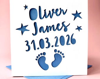 Personalised New Baby Footprints Keepsake Card