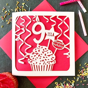 Cupcake Personalised 9th Birthday Card