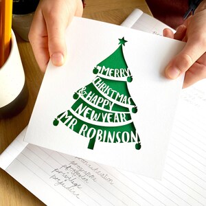 Papercut Personalised Teacher's Christmas Card