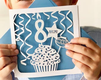 Cupcake Personalised 8th Birthday Card