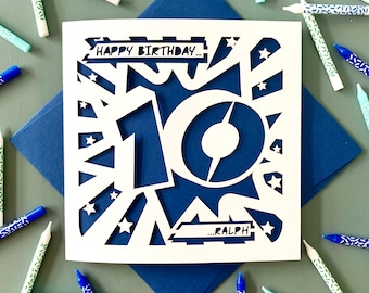 Kids Personalised 10th Birthday Card