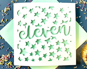 Stars 11th Birthday Card