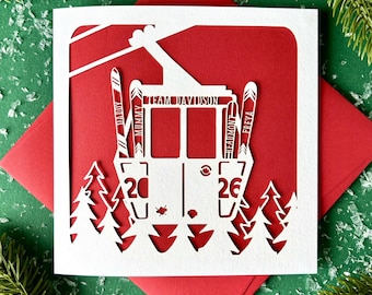 Ski Lift Personalised Family Christmas Card