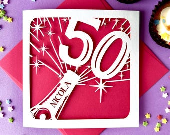 Champagne Bottle Personalised 50th Birthday Card