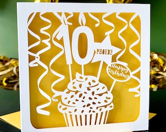 Cupcake Personalised 10th Birthday Card